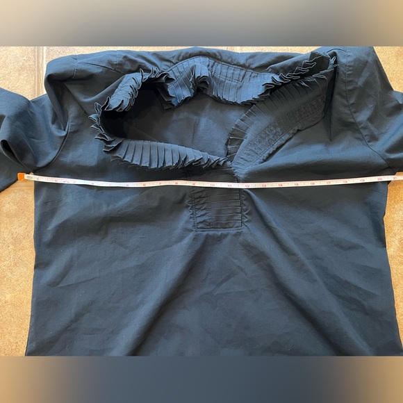 Soft Surroundings Long Sleeve Tunic Blouse Ruffle Collar Black Women’s Large - Picture 4 of 6